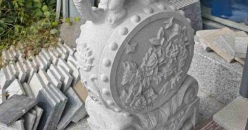 四平芝麻白抱鼓石 庭院抱鼓石