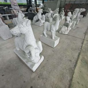 四平芝麻白雕刻 十二生肖 异形雕刻