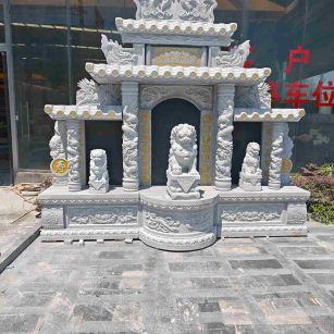 四平芝麻白中国黑石材套墓 花岗岩墓碑