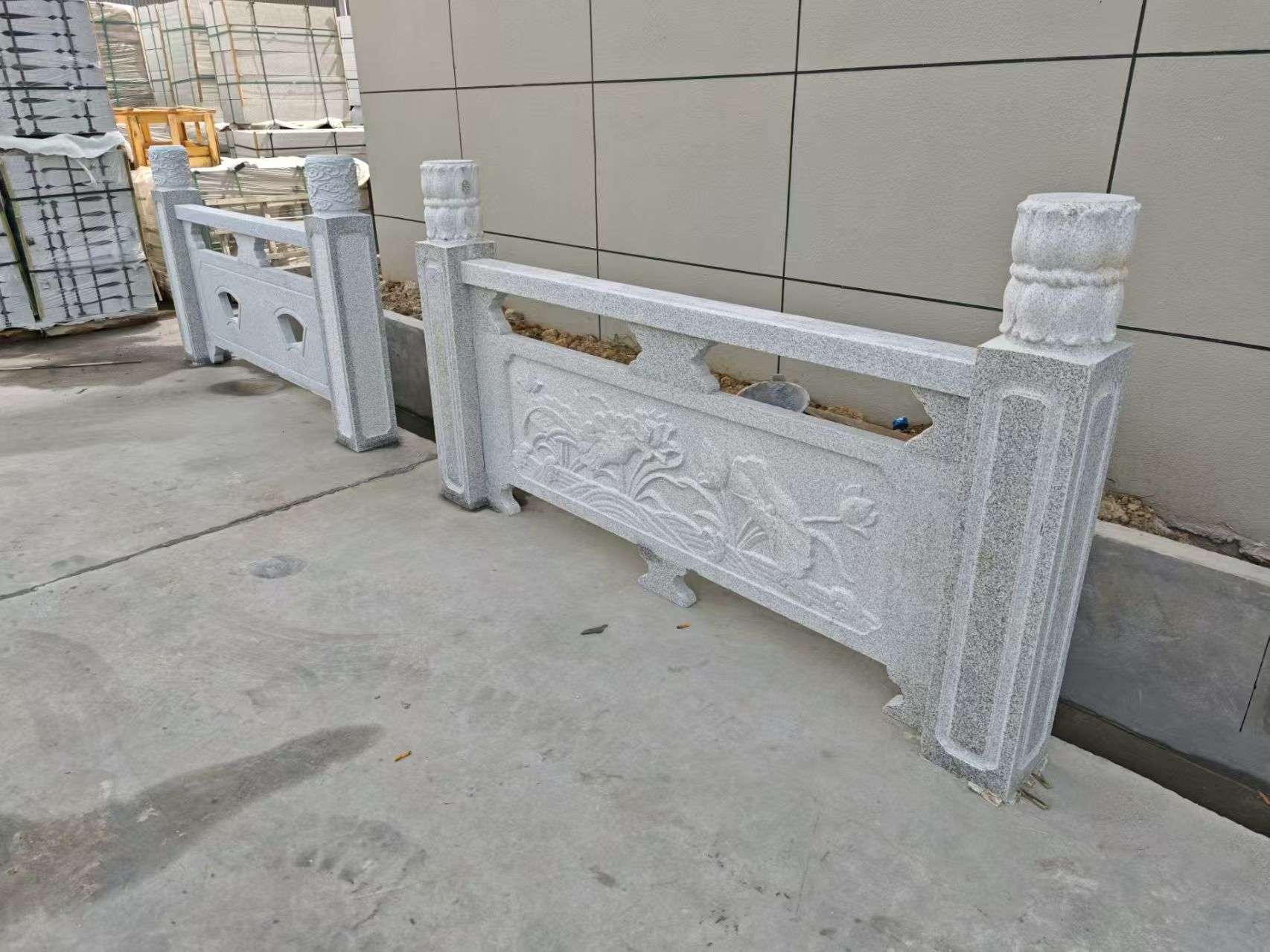四平芝麻白河道栏杆 石材栏杆